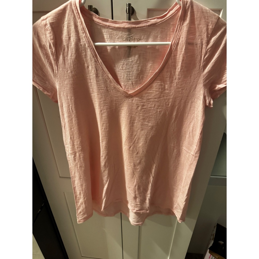 Lilly Pulitzer Pink V Neck T Shirt Tee Made In Peru XS
